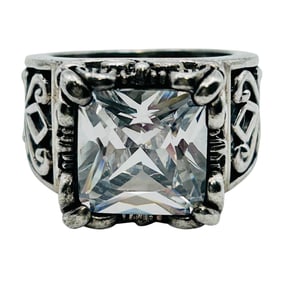 SILPADA Rhinestone Sterling Square Cut Statement Ring Size 5, 7.3 G