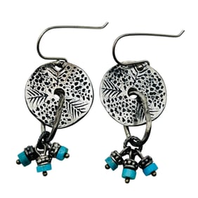 SILPADA Sterling Disc And Turquoise Dangle Earrings 8.16 G
