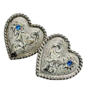VOGT Sterling Mexico, Blue Gem GP 01 Heart Earrings 6.5 G