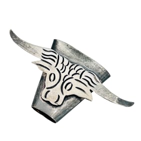 TAXCO Mexico, Sterling Scarf Slide Or Bolo Tie Longhorn 7.2 G