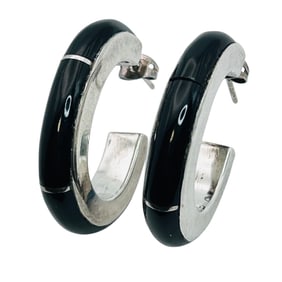 Mexico, Sterling Black Half Hoops 14.6 G