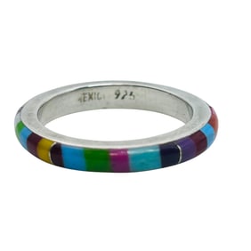 Sterling Mexico Colored Ring Size 9, 1.64 G