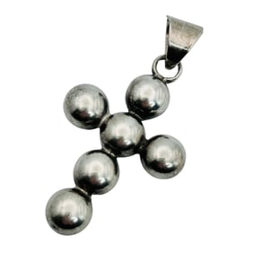 TAXCO TD B Mexico, Sterling Ball Cross Pendant 10.4 G