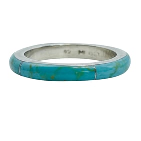 Mexico, Sterling Turquoise Ring Size 9, 1.77 G
