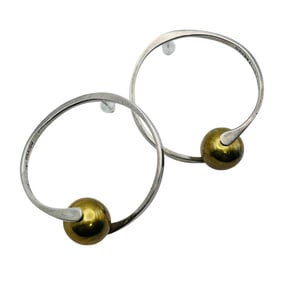 TAXCO Mexico, Vintage Ball Bead Hoop Earrings 10.46 G