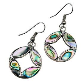 Alpaca Mexico, Abalone Cutout Earrings 4.6G