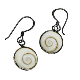Shiva Shell Sterling Dangle Earrings 2.12 G