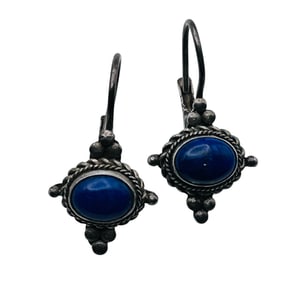 FAS Lapis Lazuli Sterling Hook Earrings 3.57 G