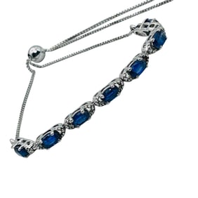 STS Blue Spinel Adjustable Sterling Bracelet 4.04 G