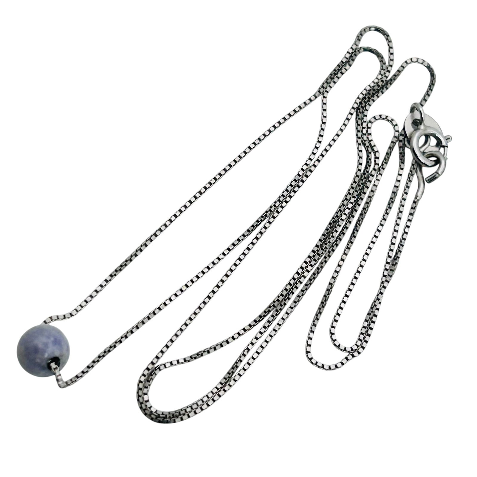 Italy Sterling Box Chain Pearl Necklace, 1.41 G: Italy Sterling box chain pearl necklace 1.41 g