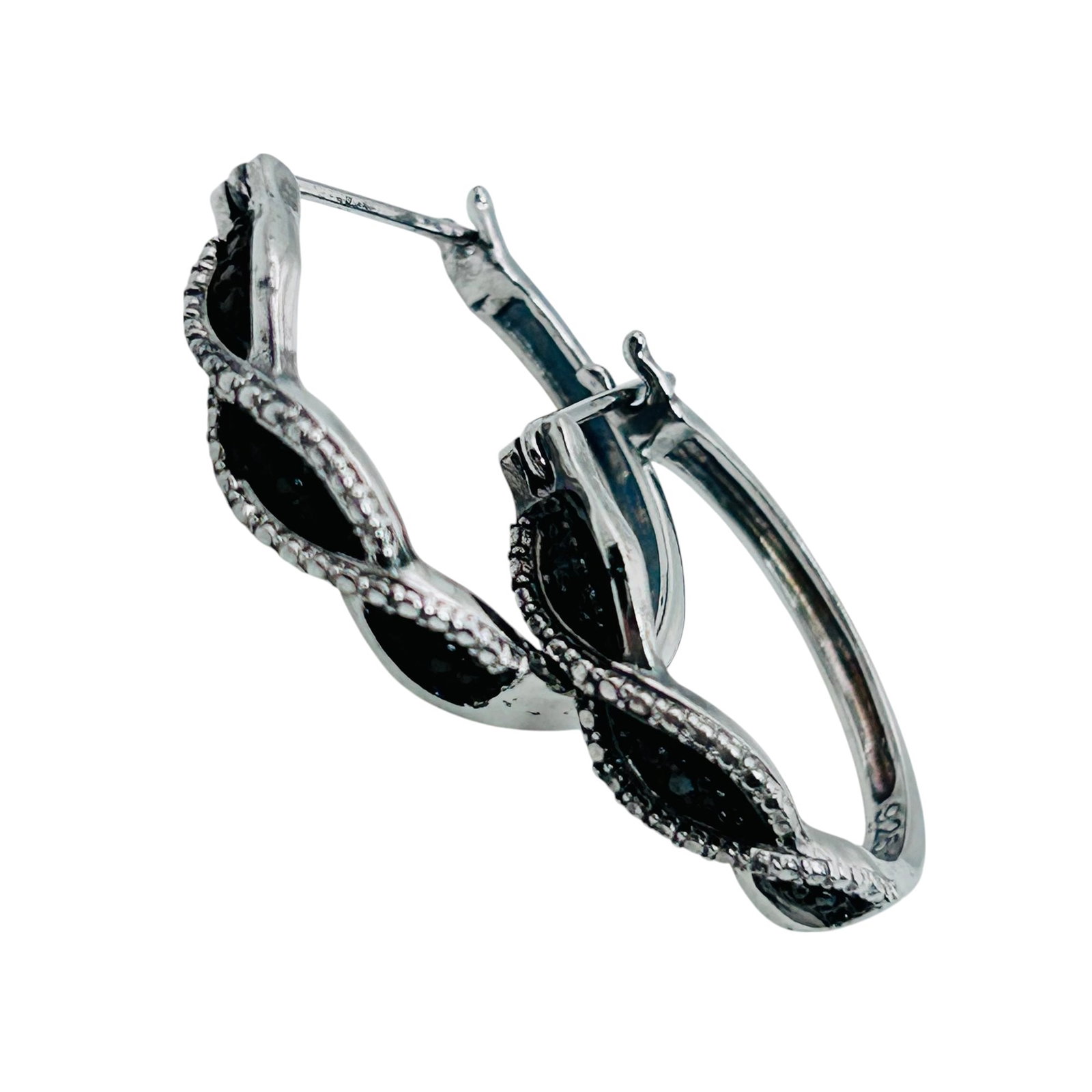 Spinel Sterling Hinged Hoop Earrings 2.82 G (1 of 5)