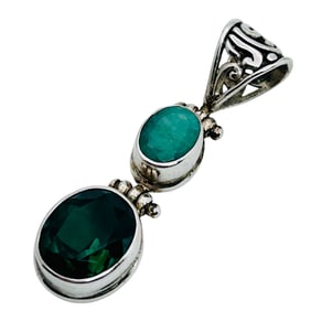 VIVAH Emerald Sterling Drop Pendant 4.63g