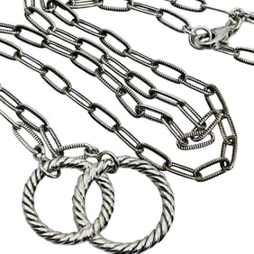 Samuel B Sterling Adjustable Link Chain Interlocking Circle Pendant 9.42 G