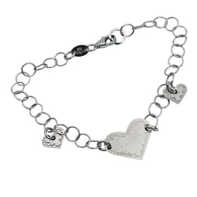 Perlinis Italy Sterling Chain In Heart Bracelet 3.63 G