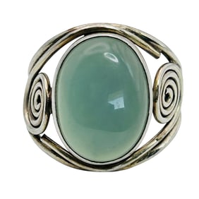 Chalcedony Sterling Statement Ring Size 7, 5.89g