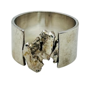Sterling Modernist Wide Band Ring Size 7.5, 7.18 G