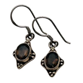 Citrine Sterling Dangle Earrings 2.69 G