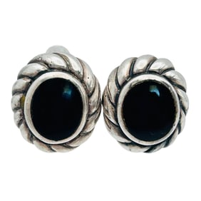 ONYX Sterling Oval Earrings 7.18 G