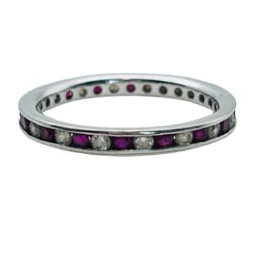 SW Pink Spinel And Cubic Zirconia Sterling Channel Band Size 6, 1.4 G