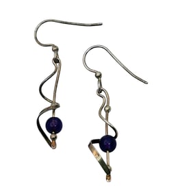 Amethyst Sterling Twisted Dangle Earrings 1.56 G