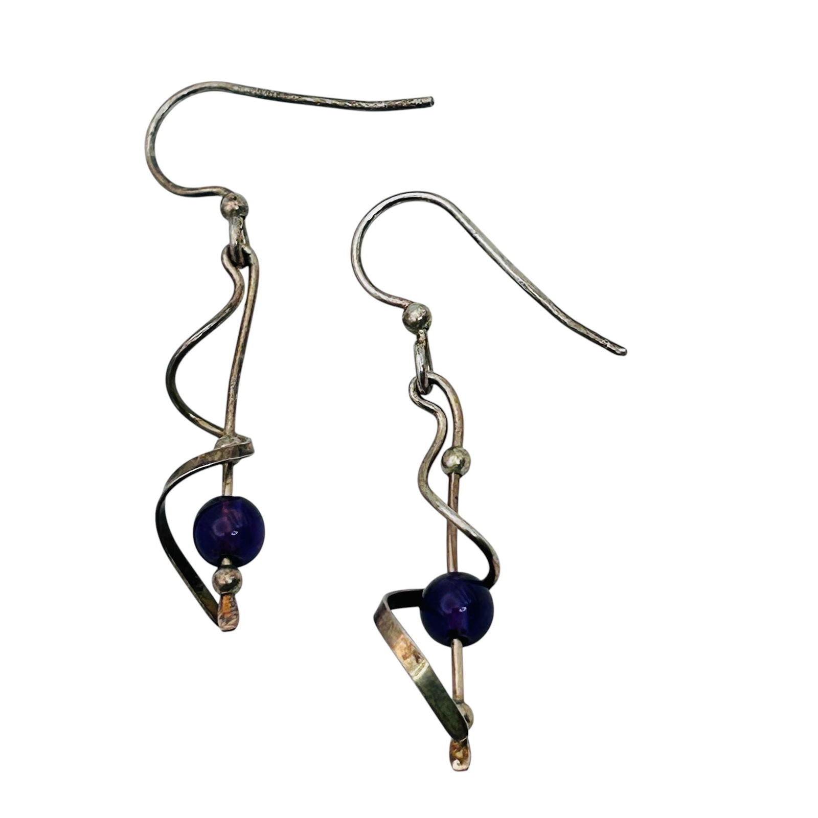Amethyst Sterling Twisted Dangle Earrings 1.56 G (1 of 4)