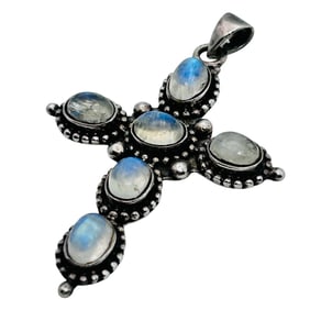 Moonstone Sterling Cross Pendant 9 G