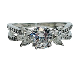 Rhinestone Sterling Engagement Ring Size 8, 3.3 G
