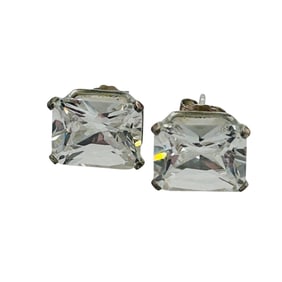 Vibrant, Rhinestone Sterling Stud Earrings, 2.73 G