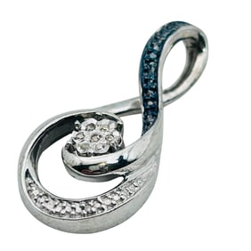 Diamond And Sapphire Sterling Infiniti Pendant 2.75 G