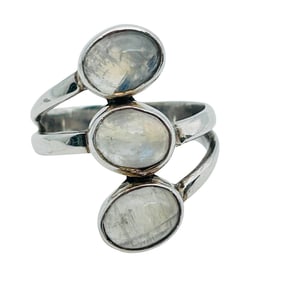 Moonstone Triple Stone Wrap, Ring Size 7, 5.36 G