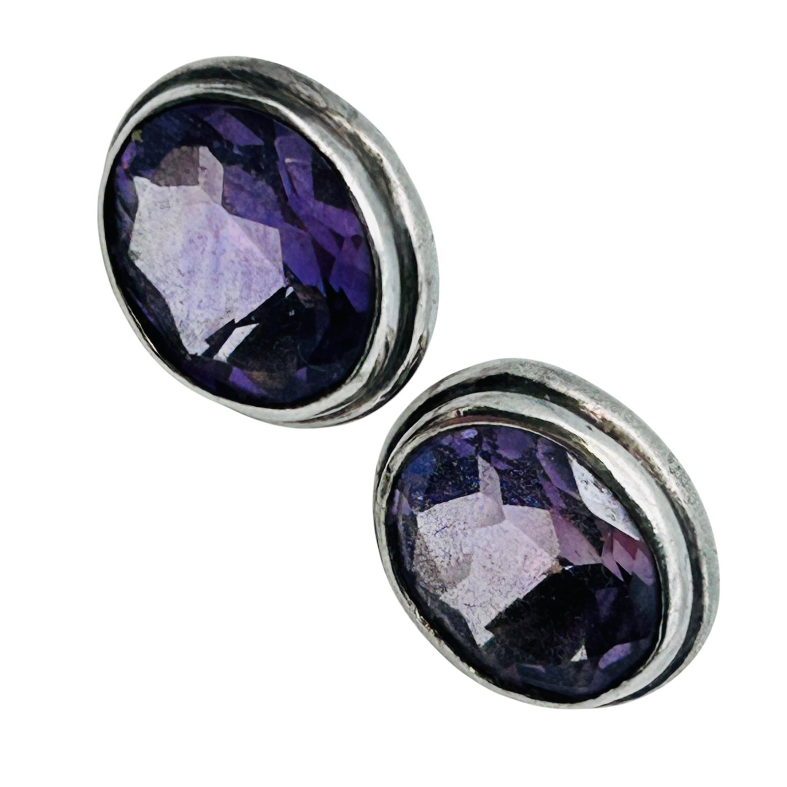 Amethyst Sterling Round Stud Earrings 3.77 G (1 of 4)