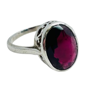 Garnet Sterling Statement Ring Size 9, 4.45 G