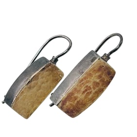 14 KS Gold And Sterling Dangle Rectangle Earrings 5.6 G