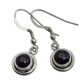 Garnet Sterling Dangle Earrings 4.48 G
