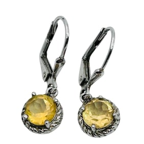 DBJ Citrine Sterling Dangle Hinged Back Earrings 2.47 G