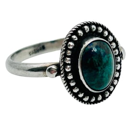 FAS MALACHITE Sterling Oval Ring Size 6.5, 2.41 G