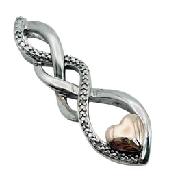 10K Gold And Sterling Diamond Infiniti Pendant 2.21 G