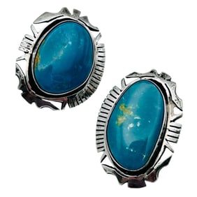 Elaine Sam Navajo Sterling Turquoise Pushback Earrings 11.64 G