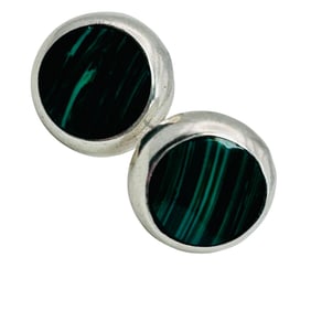 995 Silver Southwest MALACHITE Stud Earrings 1.66 G