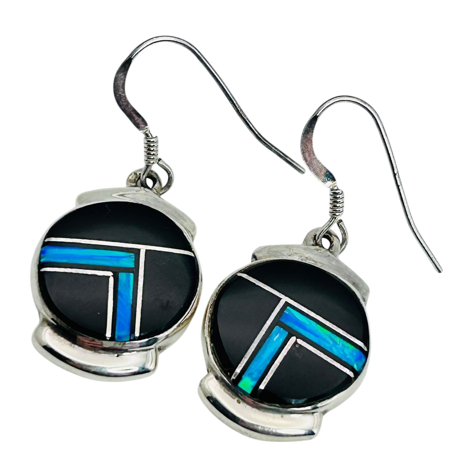 Southwest Signed ET Sterling Dangle Earrings 7.57 G (1 of 6)