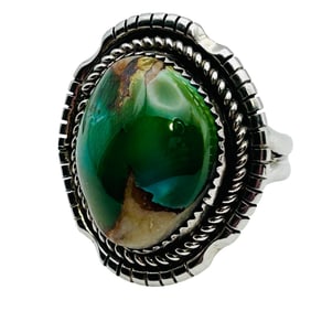 Signed BB Navajo Sterling Turquoise Ring Size 6.5, 11.47 G
