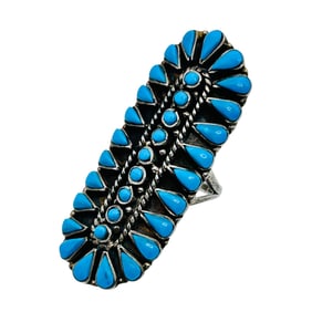 Navajo Sterling Turquoise Ring Size 7, 13.48 G