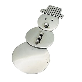 Native Sterling Snowman Pin, Signed H, 6 G