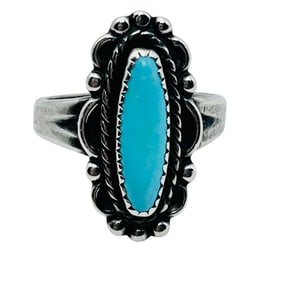 Bell Trading Post Native Turquoise Sterling Ring Size 5, 3.77 G