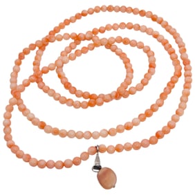 Coral Bead Sterling Necklace 24.84 G