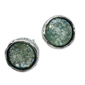Roman Glass Sterling Stud Earrings 2.48 G