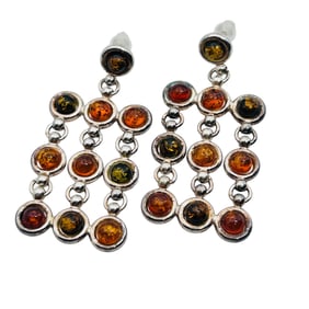Amber Sterling Waterfall Earrings 8.05