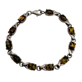 Amber Sterling Linked Bracelet 8.98