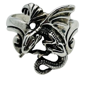 Sterling Dragon Statement Ring Size 9, 8.41 G