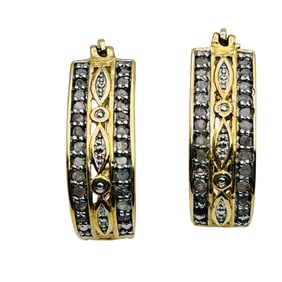 DEE BERKLE JEWELRY DBJ Diamond Sterling Hinged Hoop Earrings 5.18g